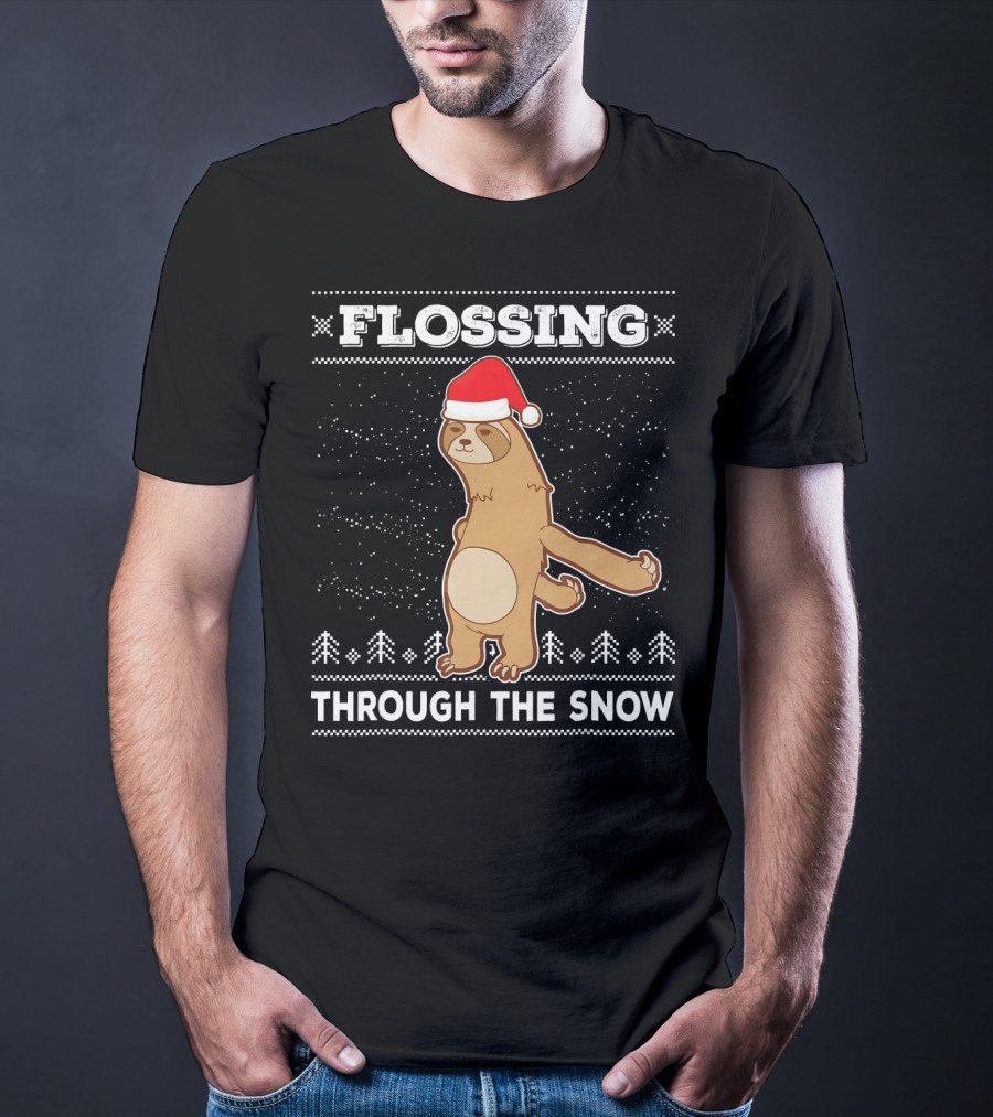 Flossing Through The Snow Sloth Santa's Dance T-Shirt