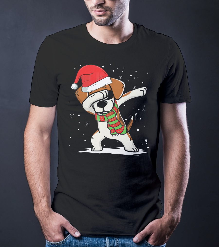 Dabbing Beagle Santa Christmas Dog Dance T-Shirt