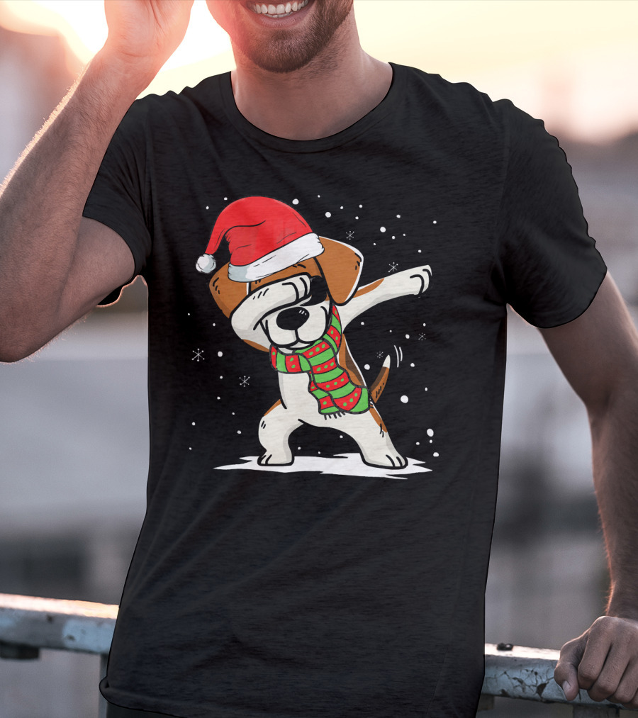 Dabbing Beagle Santa Christmas Dog Dance T-Shirt