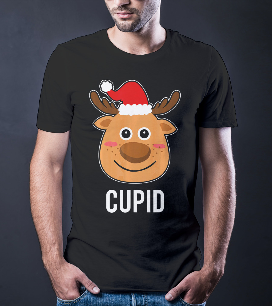 Santa Reindeer Cupid Xmas Group Adorable Christmas Deer Face Holiday T-Shirt