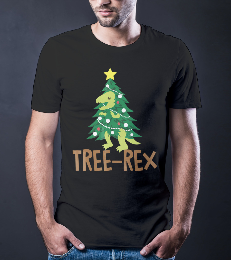 Tree Rex Christmas Dinosaur Pun T-Shirt