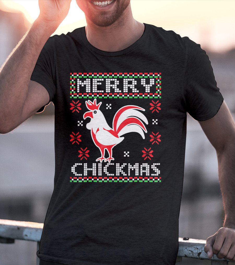 Merry Chickmas Festive Chicken Ugly T-Shirt