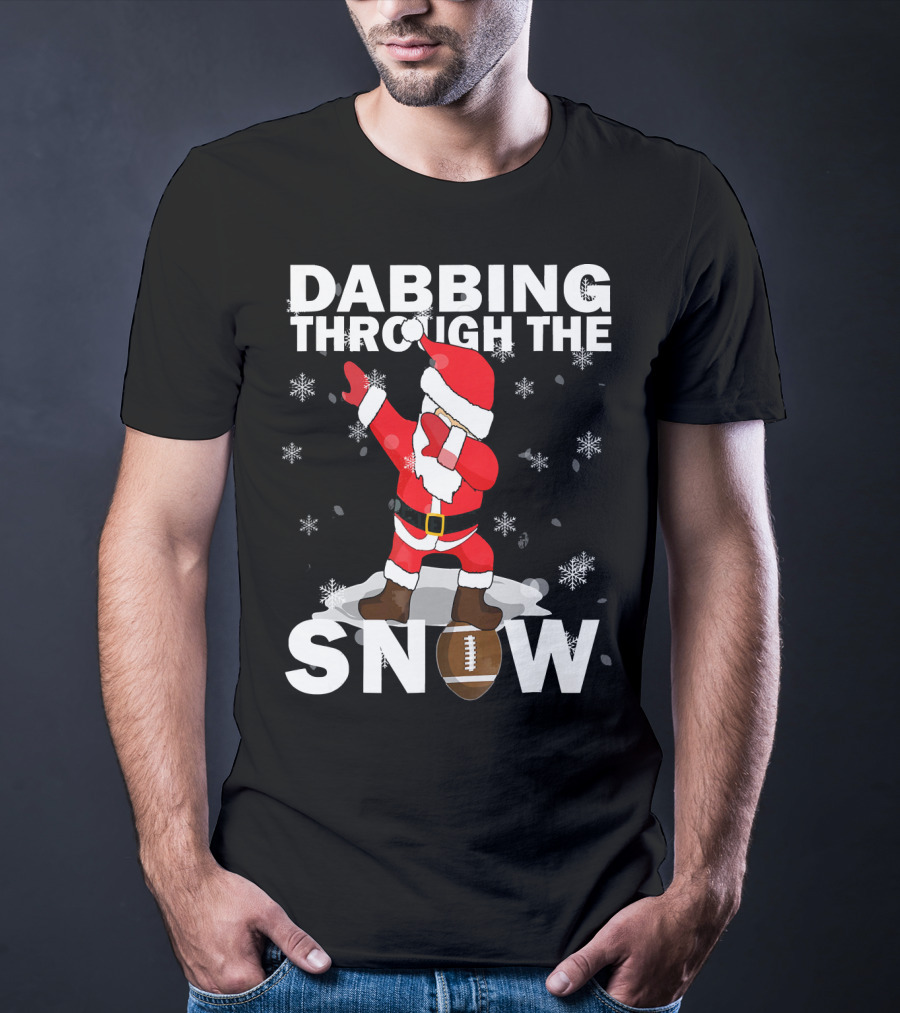 Dabbing Through The Snow Football Santa Dabbing T-Shirt