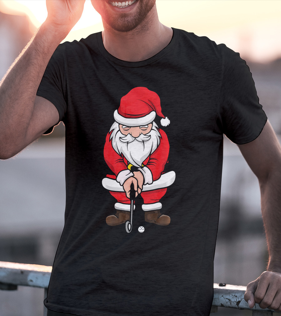 Christmas Santa Claus Golfing Swing T-Shirt