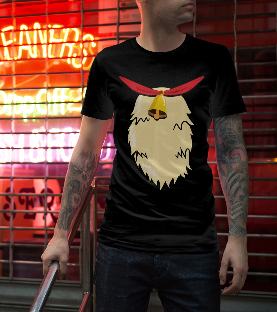 Christmas Reindeer Bell Santa Beard Costume T-Shirt