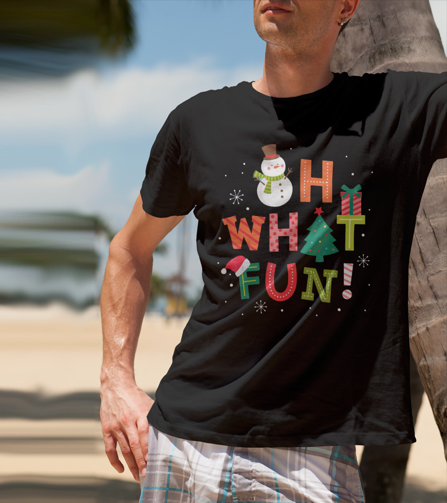 Oh What Fun Snowman Christmas Tree Gift T-Shirt