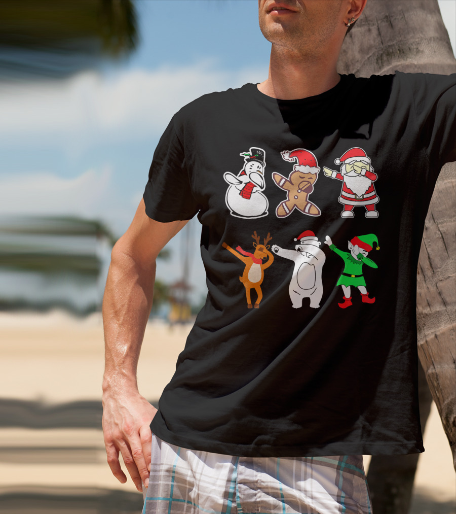 Dabbing Snowman Gingerbread Santa Reindeer Polar Bear Elf Christmas Dab T-Shirt