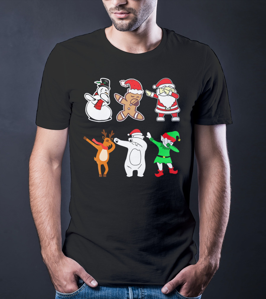 Dabbing Snowman Gingerbread Santa Reindeer Polar Bear Elf Christmas Dab T-Shirt