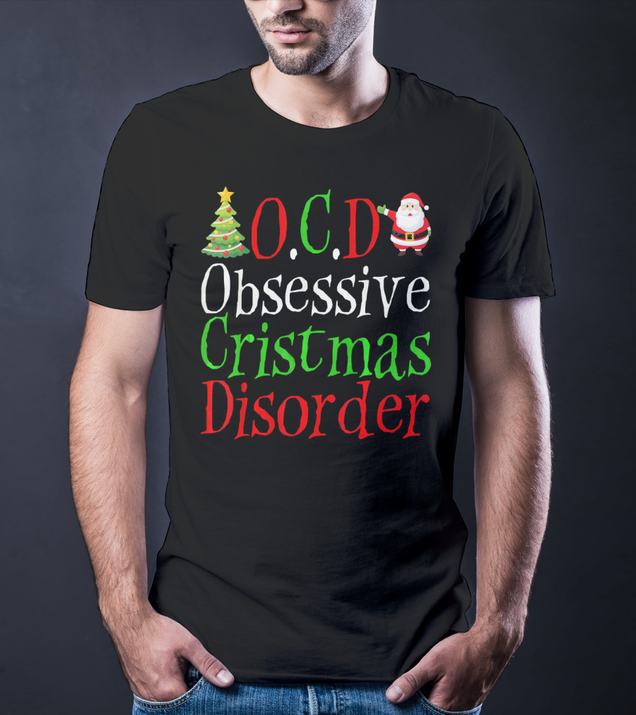 OCD Obsessive Christmas Disorder Santa Tree T-Shirt