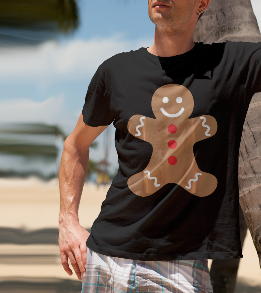Smiling Gingerbread Man Holiday Cookie Decor T-Shirt