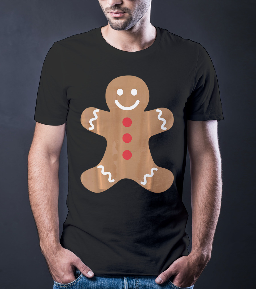 Smiling Gingerbread Man Holiday Cookie Decor T-Shirt