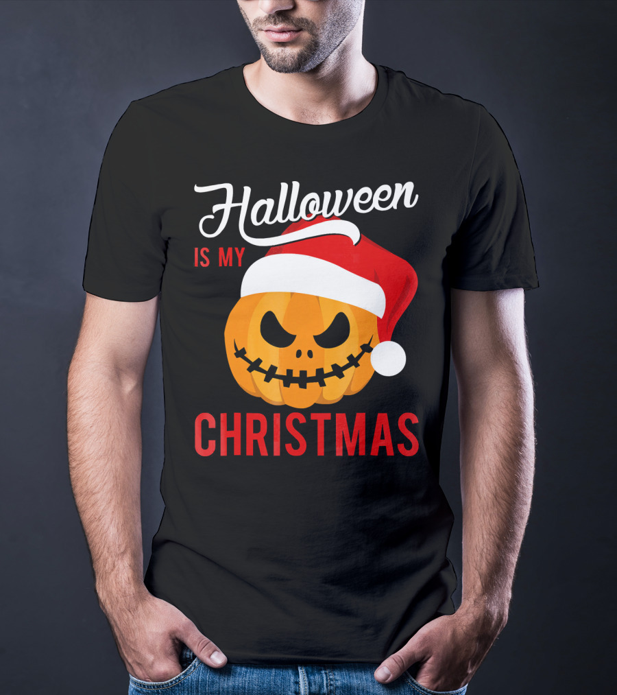 Halloween Is My Christmas Pumpkin Santa Hat T-Shirt