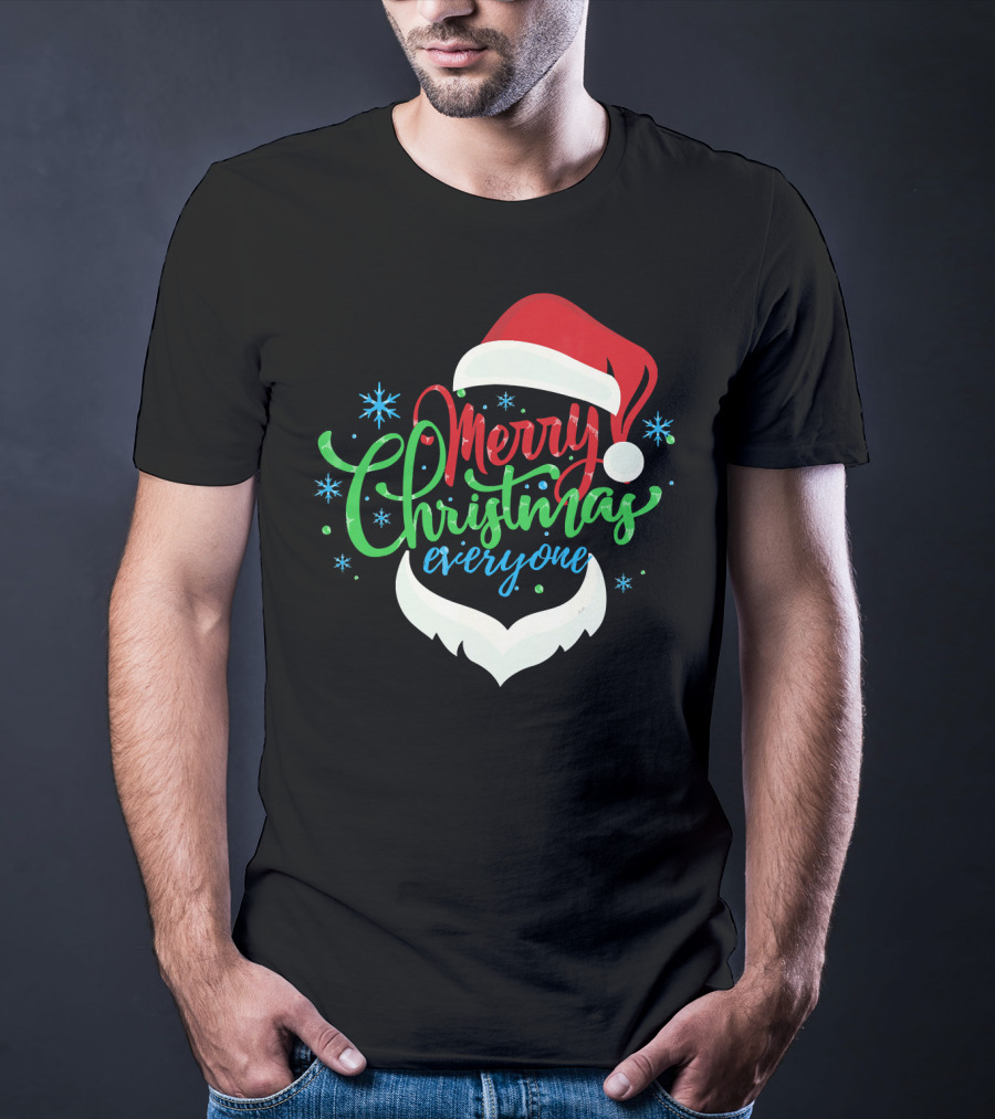 Merry Christmas Everyone Santa Hat With Beard T-Shirt