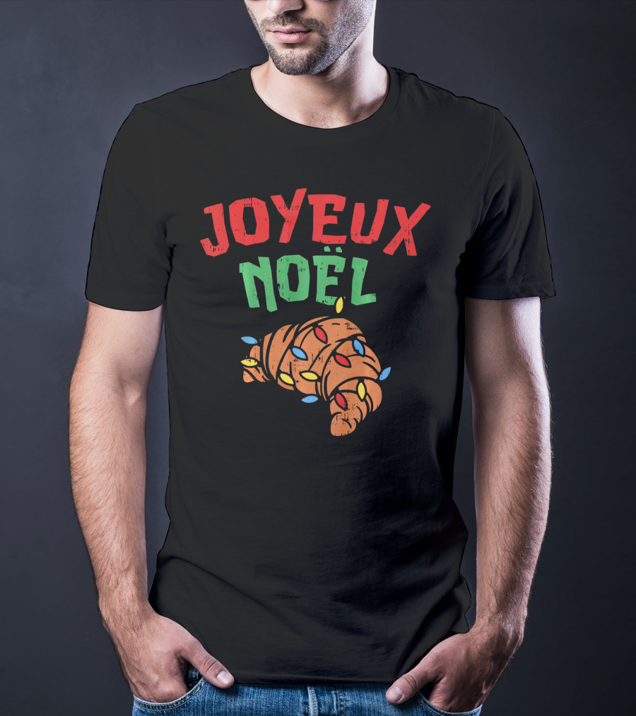 Joyeux Noel Croissant Christmas Lights T-Shirt