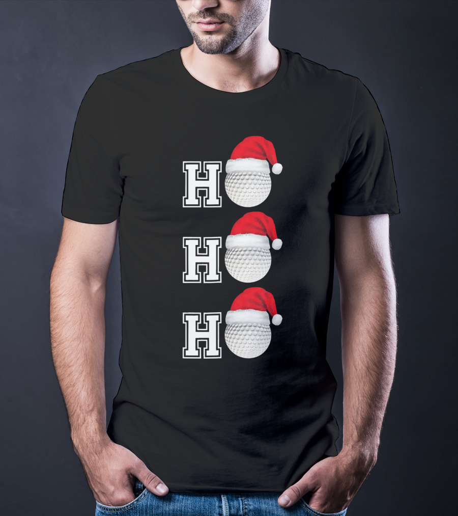Ho Ho Ho Golf Ball Santa Hat Christmas T-Shirt