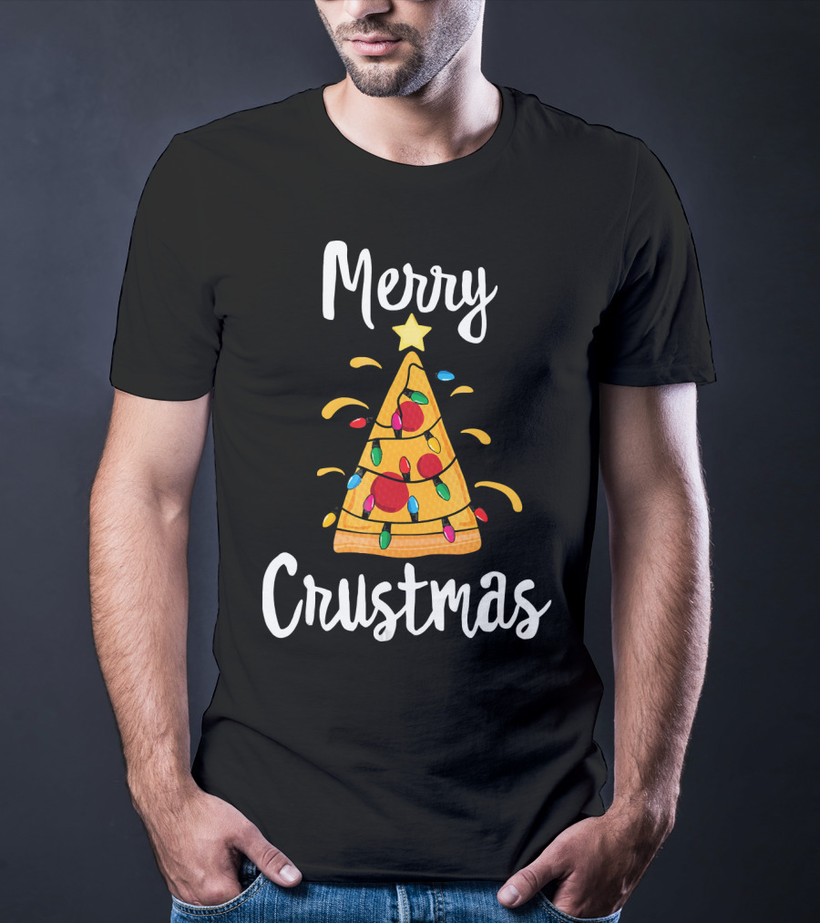 Merry Crustmas Christmas Men Boy Pizza Tree T-Shirt