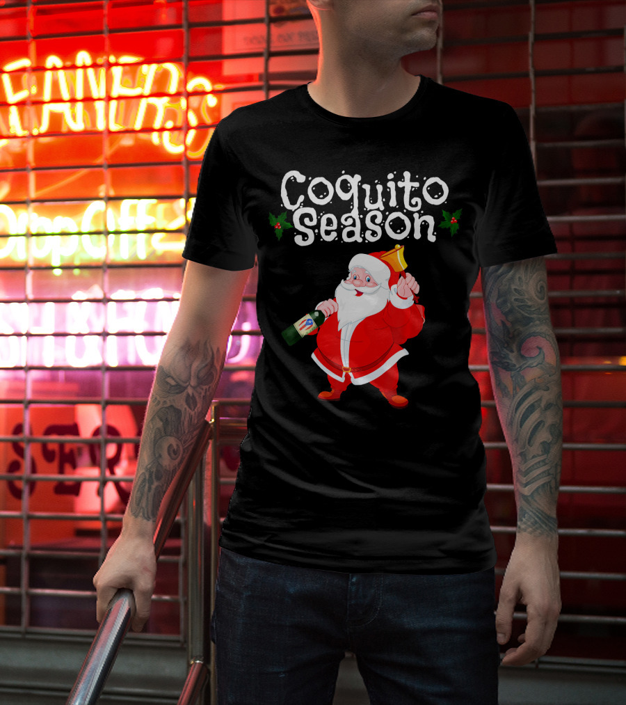 Coquito Season Funny Santa Claus Christmas Puerto Rican T-Shirt