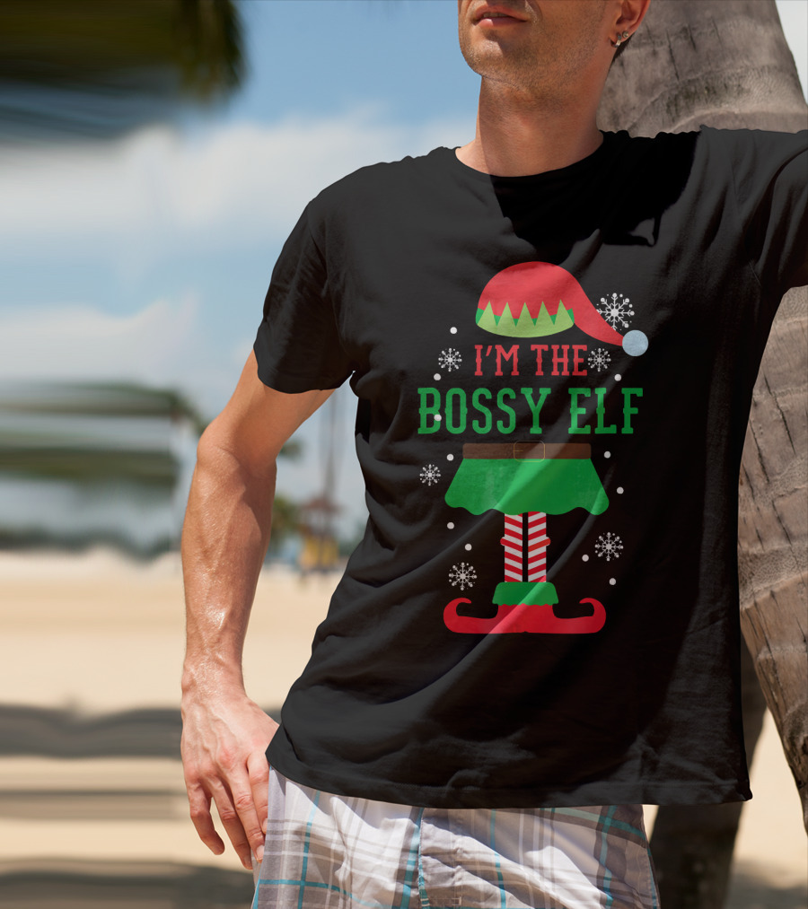 I'm The Bossy Elf Christmas Snowflake T-Shirt