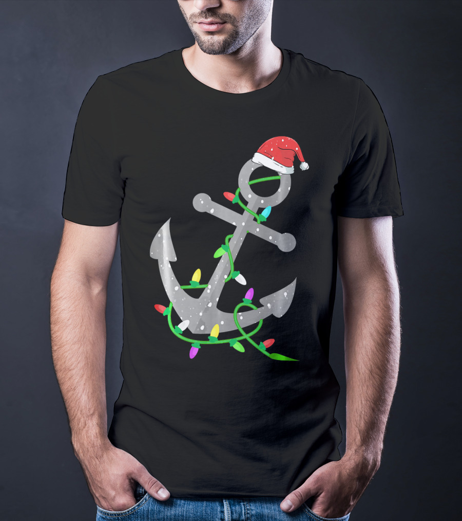 Merry Captain Santa Anchor With Christmas Lights T-Shirt