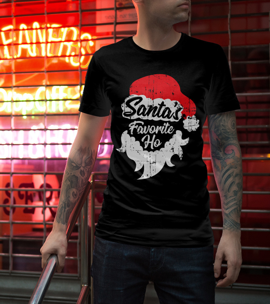 Santa's Favorite Ho Christmas Beard And Hat T-Shirt
