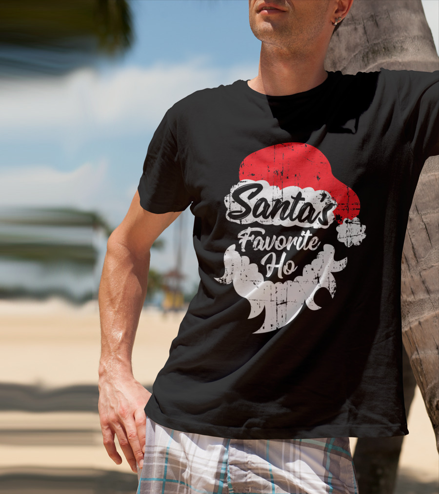 Santa's Favorite Ho Christmas Beard And Hat T-Shirt