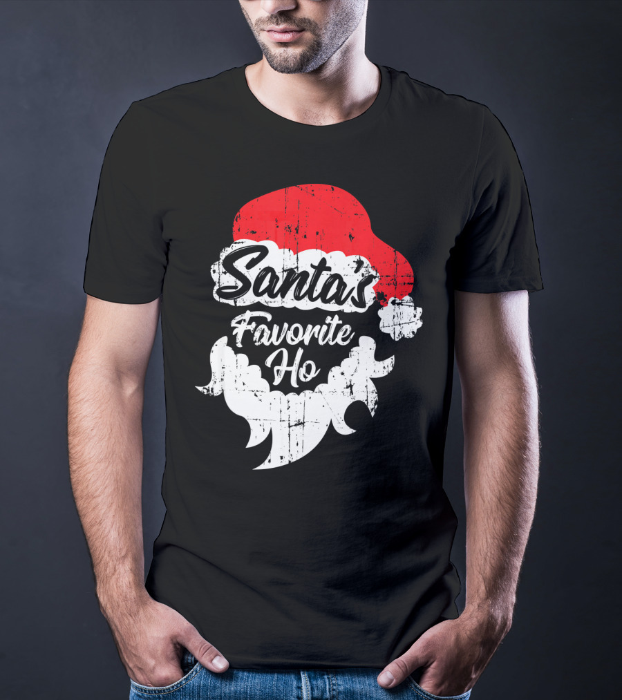 Santa's Favorite Ho Christmas Beard And Hat T-Shirt
