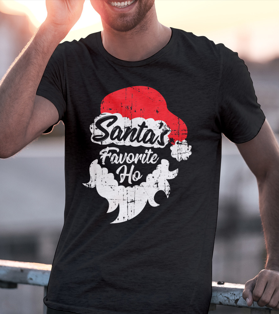 Santa's Favorite Ho Christmas Beard And Hat T-Shirt