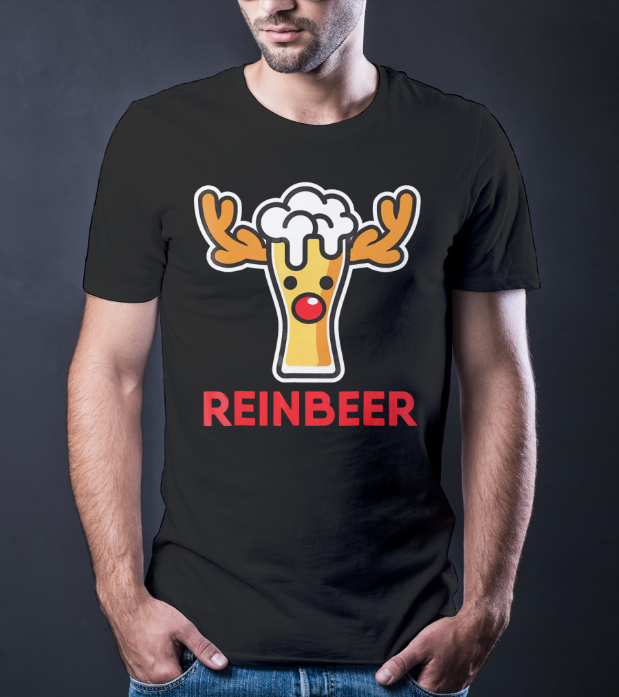 Rein Beer Reindeer With Antlers And Foamy Beer Head T-Shirt