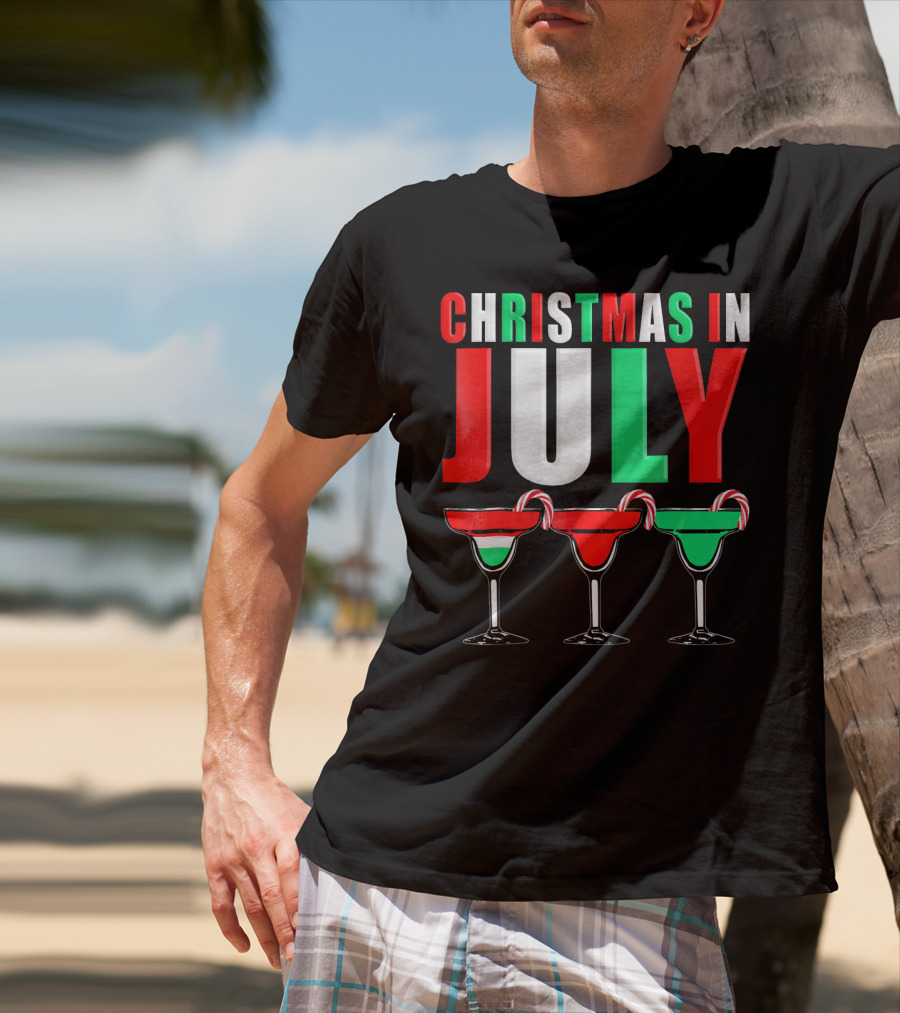 Christmas In July Candy Cane Cocktail Mixed Drinks T-Shirt