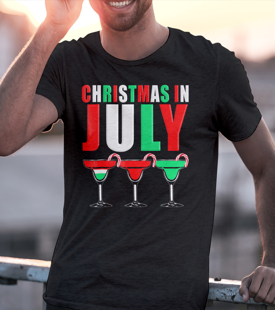 Christmas In July Candy Cane Cocktail Mixed Drinks T-Shirt