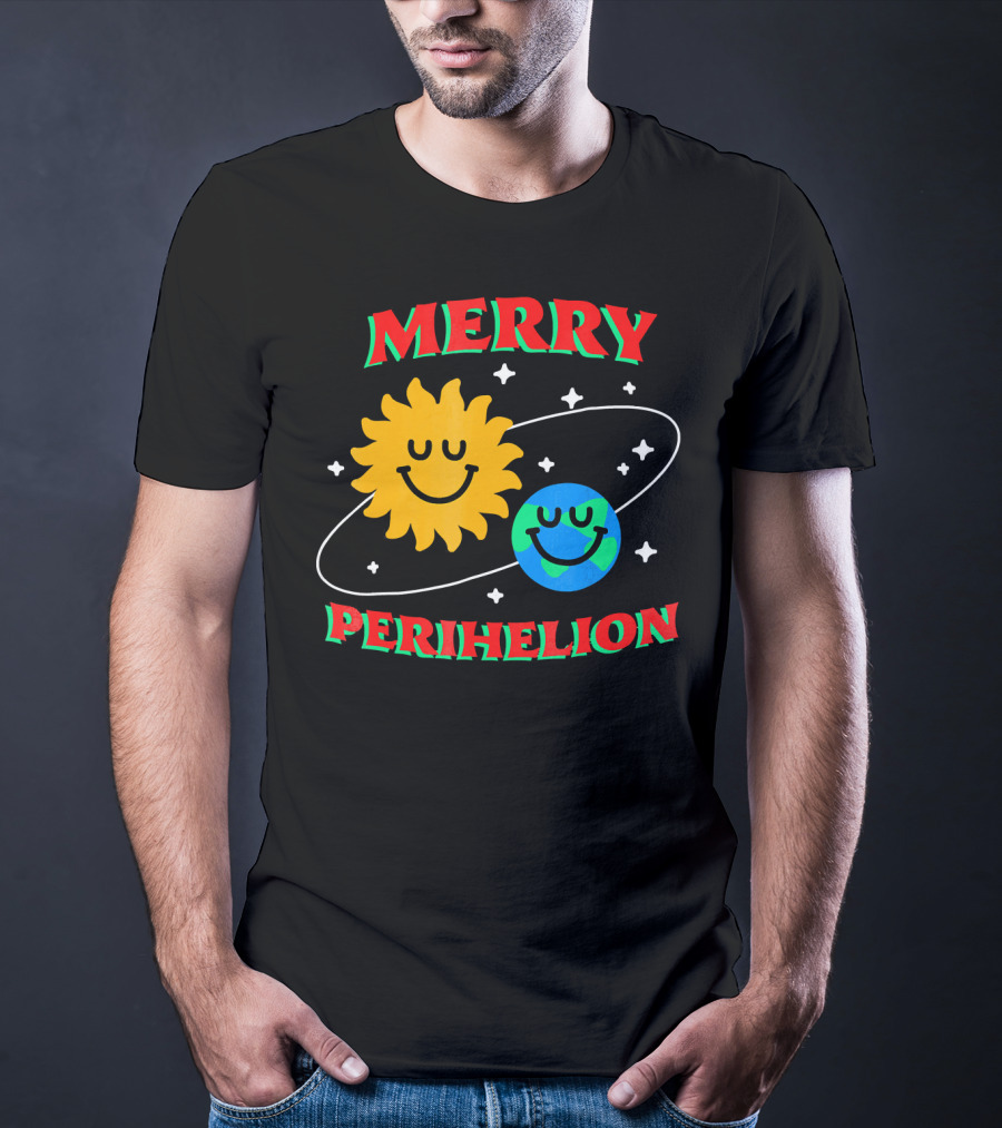 Merry Perihelion Sun Earth Smiling Orbit T-Shirt