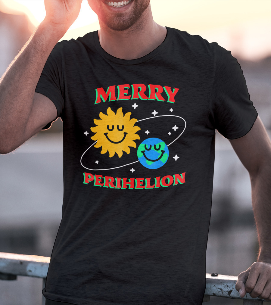 Merry Perihelion Sun Earth Smiling Orbit T-Shirt