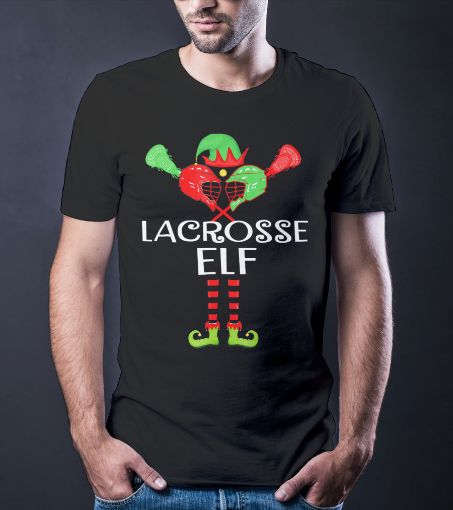 Lacrosse Elf Funny Holiday Sports Lover T-Shirt