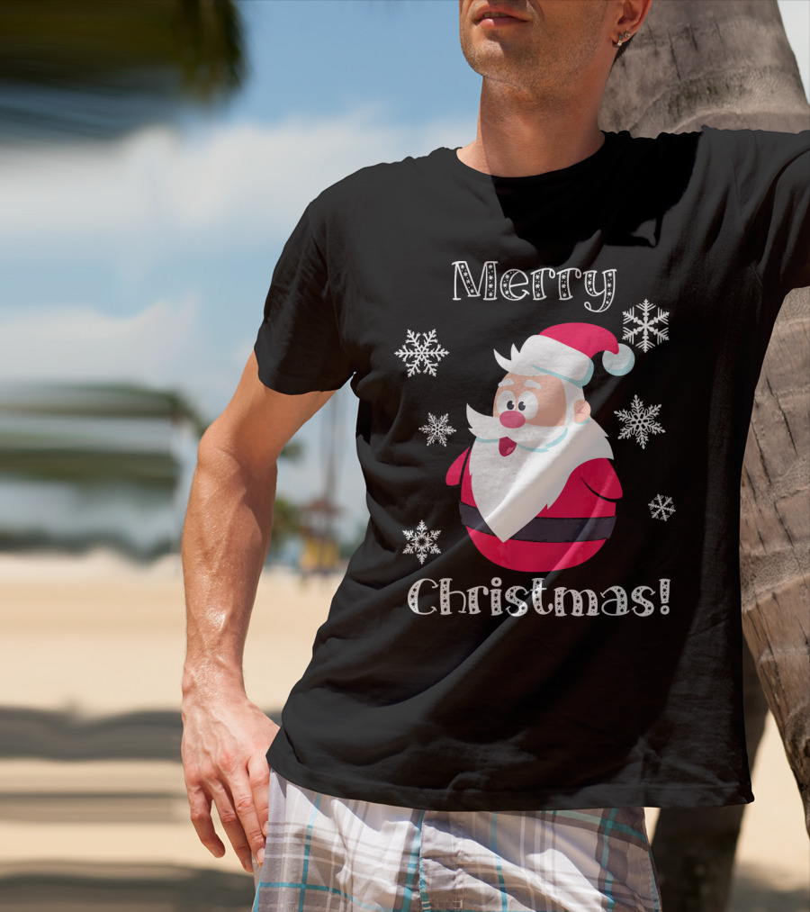 Merry Christmas Santa Claus Cute Snowflakes T-Shirt