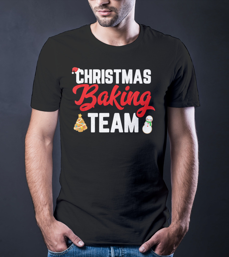 Christmas Baking Team Holiday Cookie Fun Christmas Tree Snowman T-Shirt