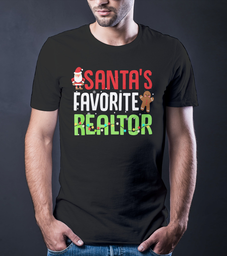 Santa's Favorite Realtor Gingerbread Lights T-Shirt