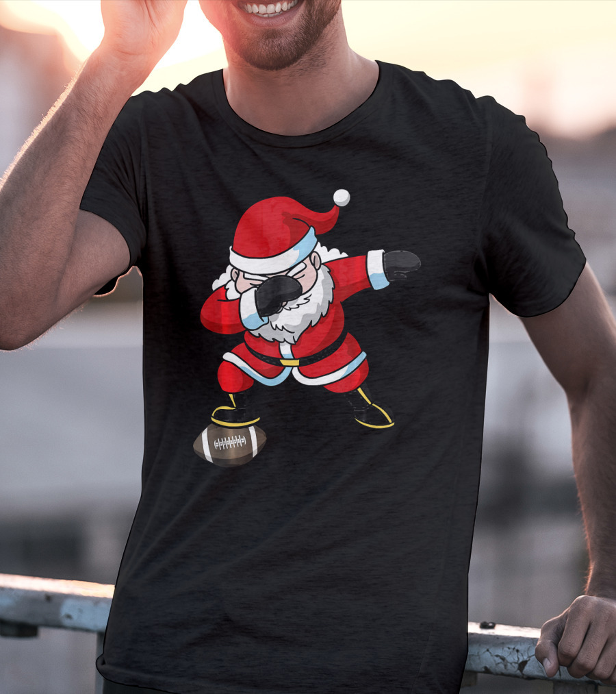 Football Santa Dabbing With Christmas Cheer T-Shirt