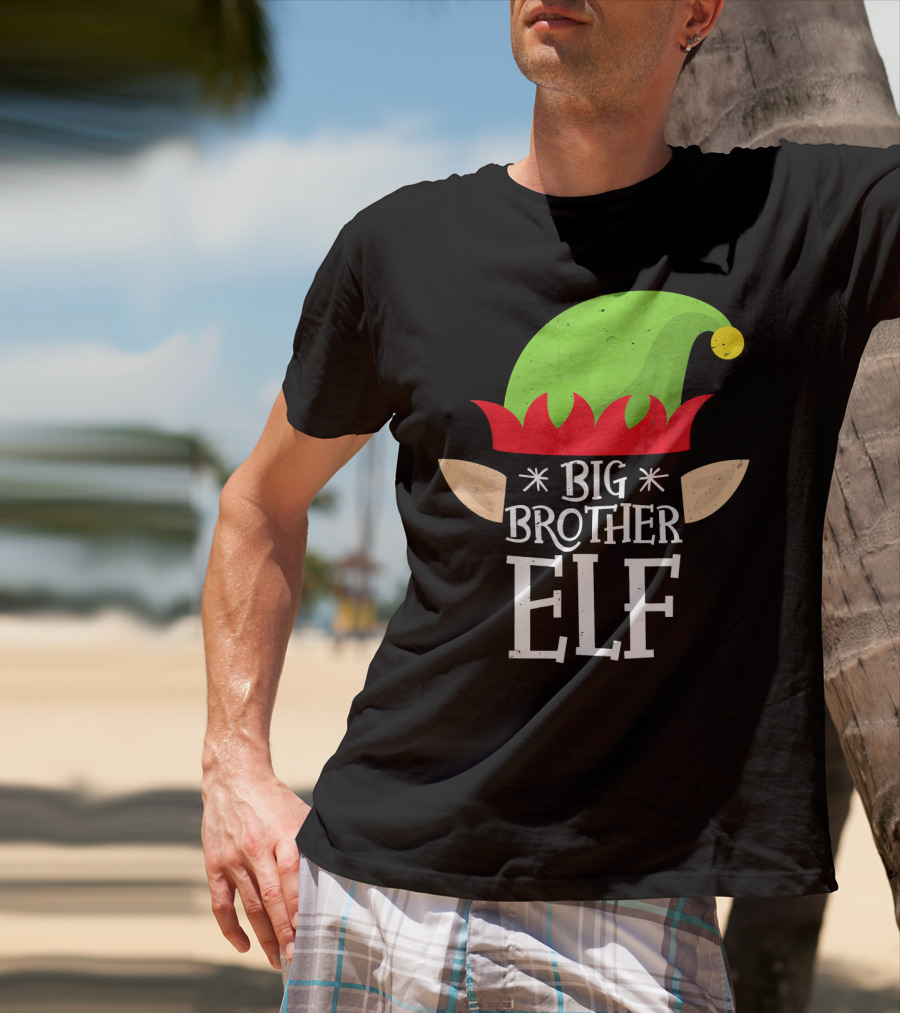 Big Brother Elf Hat Ears Christmas T-Shirt