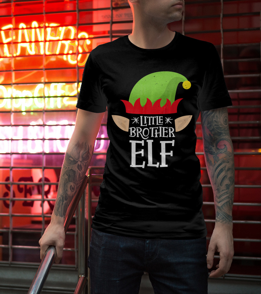 Little Brother Elf Funny Christmas Family T-Shirt