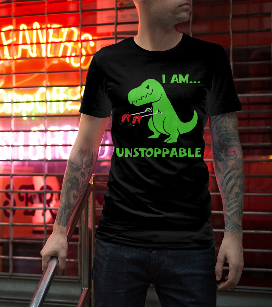 I Am Unstoppable T Rex Dinosaur Boxing Gloves T-Shirt