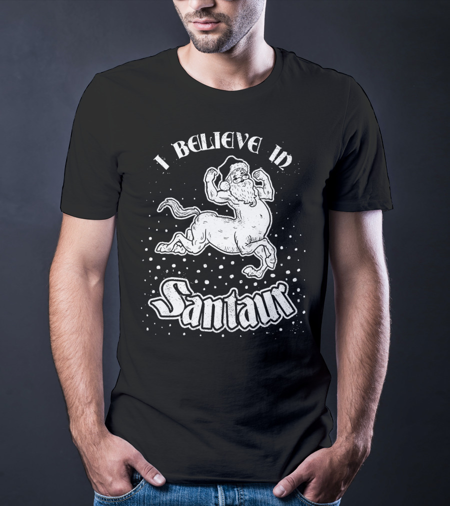 I Believe In Santaur Santa Centaur Christmas Fantasy T-Shirt