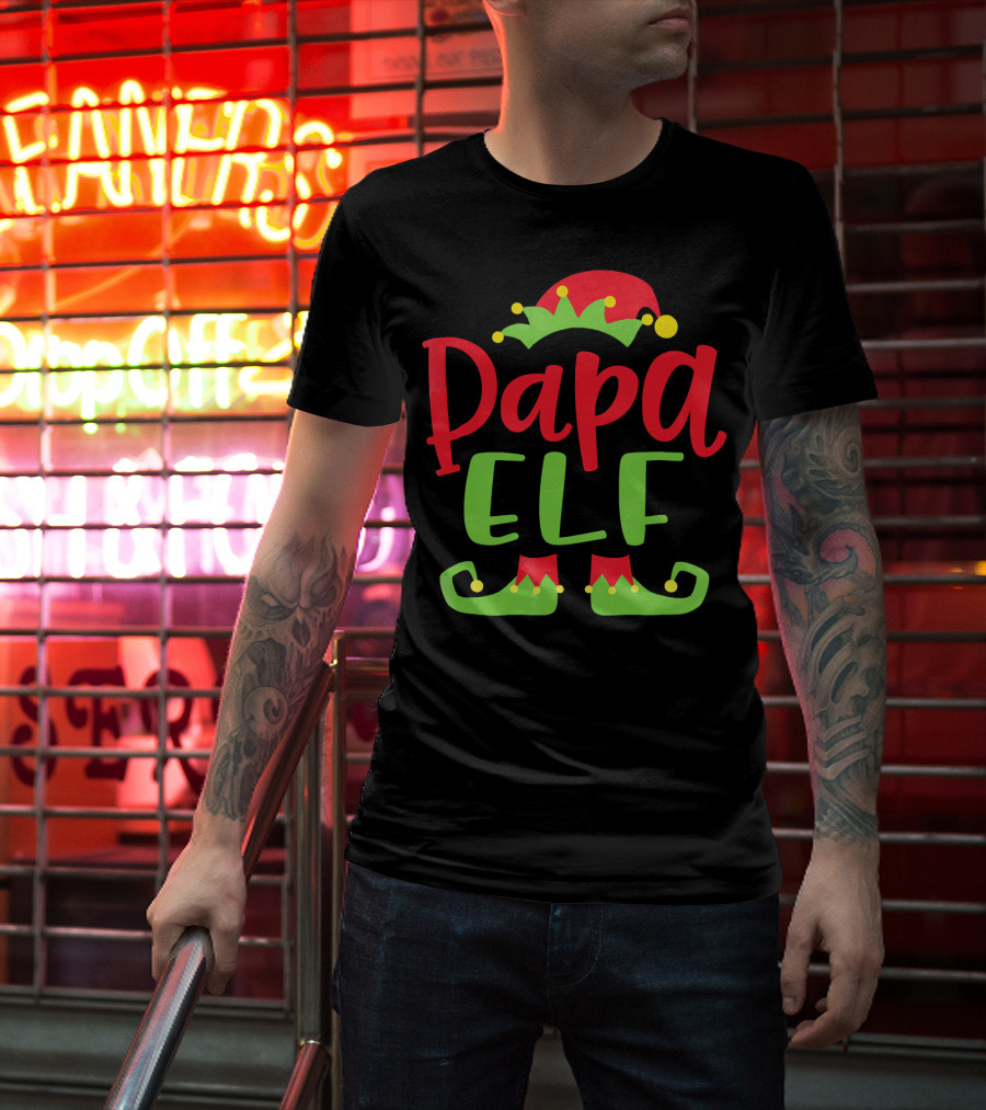 Papa Elf Christmas Match Holiday Humor T-Shirt