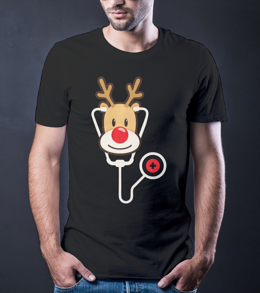 Cute Moose Reindeer Stethoscope Nurse T-Shirt