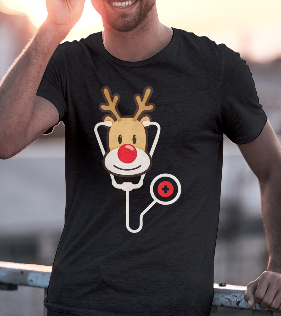 Cute Moose Reindeer Stethoscope Nurse T-Shirt