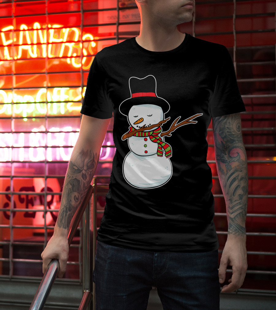 Dabbing Dab Snowman With Hat And Scarf T-Shirt