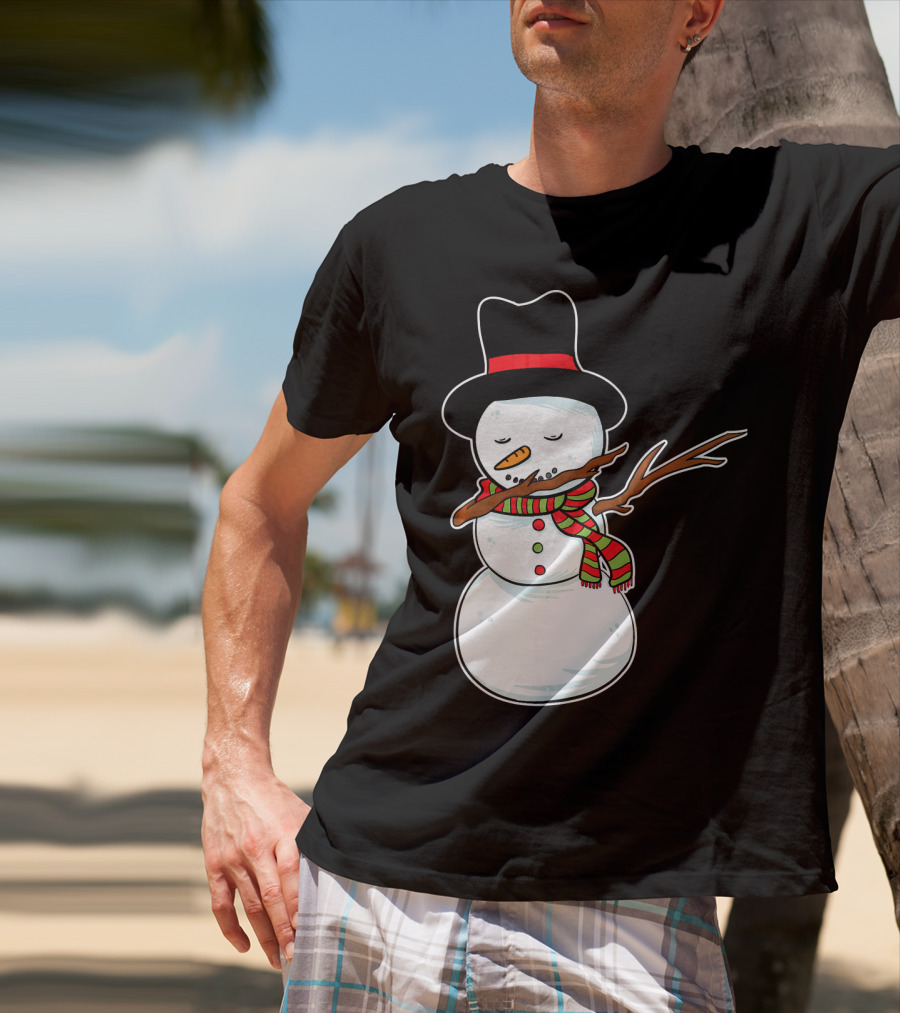 Dabbing Dab Snowman With Hat And Scarf T-Shirt