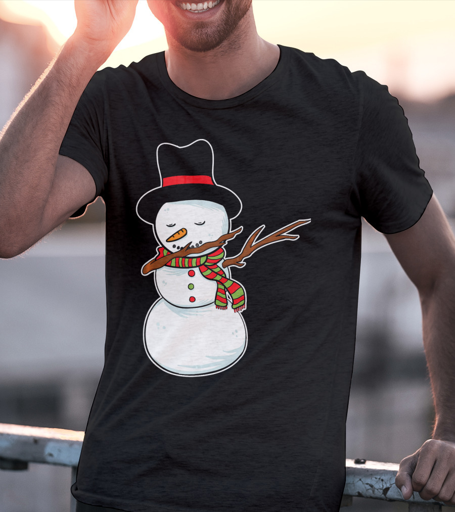 Dabbing Dab Snowman With Hat And Scarf T-Shirt