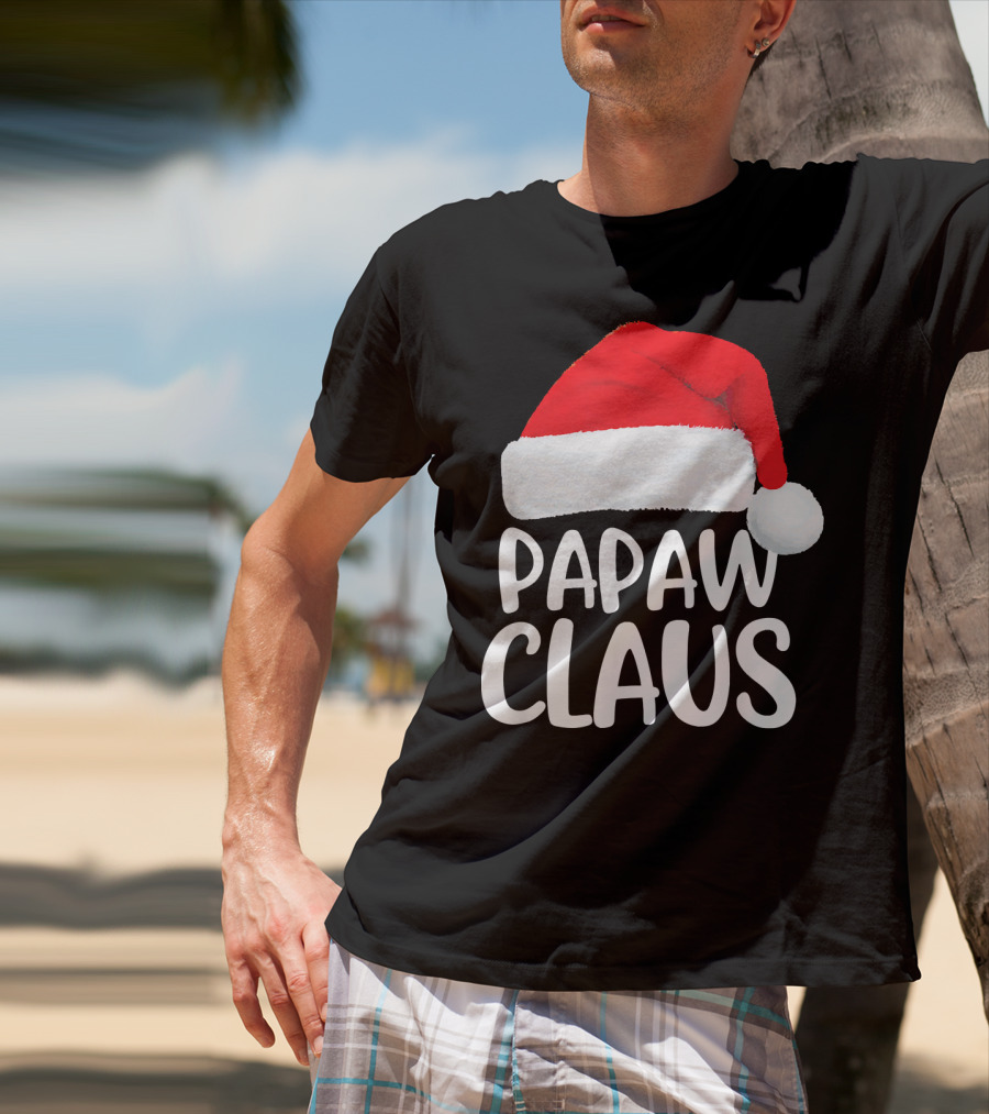 Papaw Claus Red Santa Hat Christmas T-Shirt