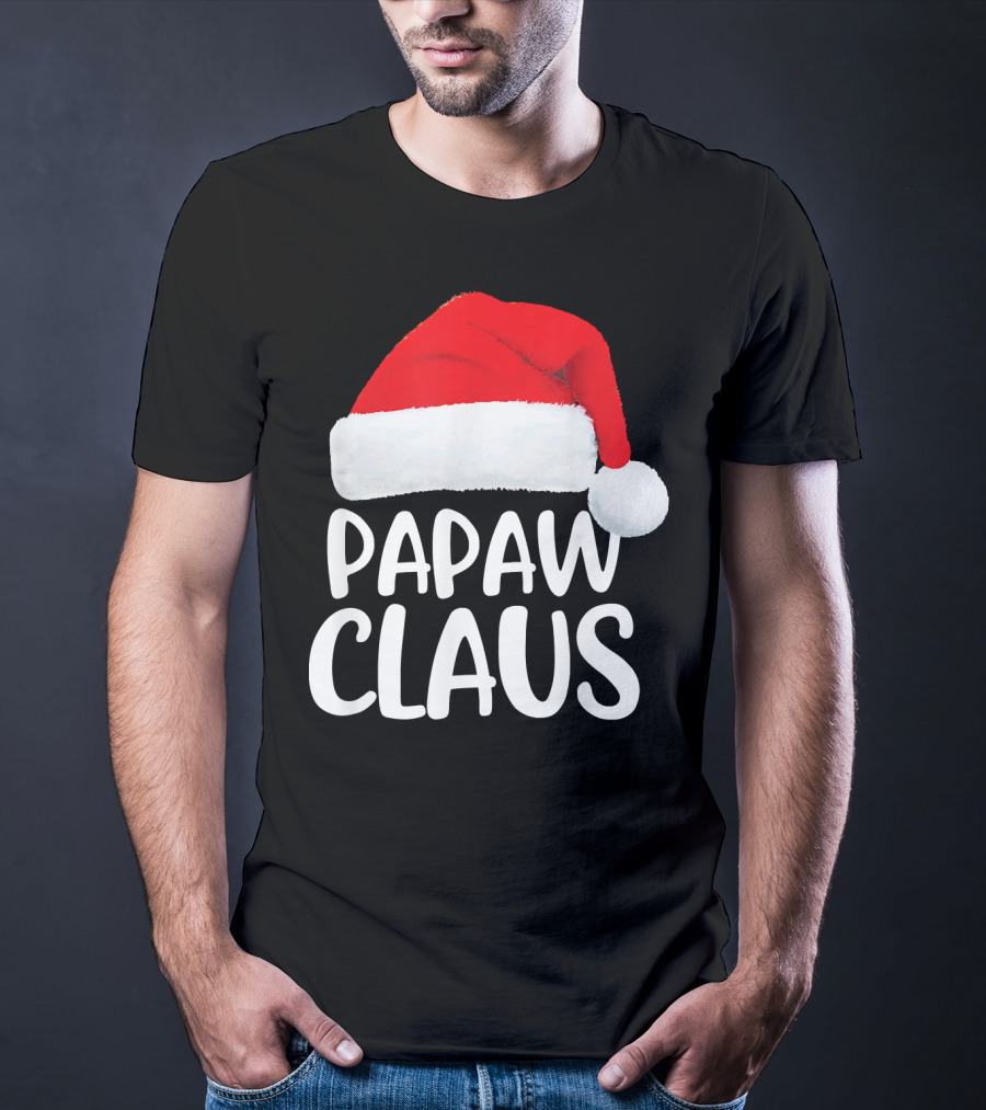 Papaw Claus Red Santa Hat Christmas T-Shirt