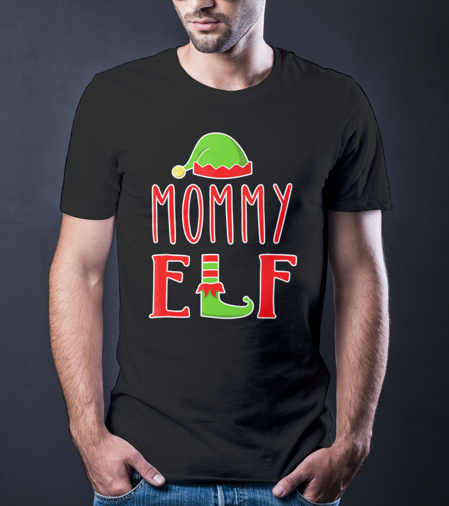 Mommy Elf Christmas Family Matching Hat And Shoe T-Shirt